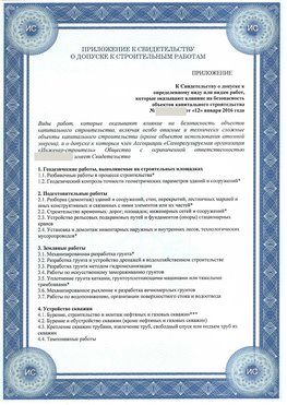 Приложение к свидетельству о допуске к строительным работам Ярославль СРО в строительстве